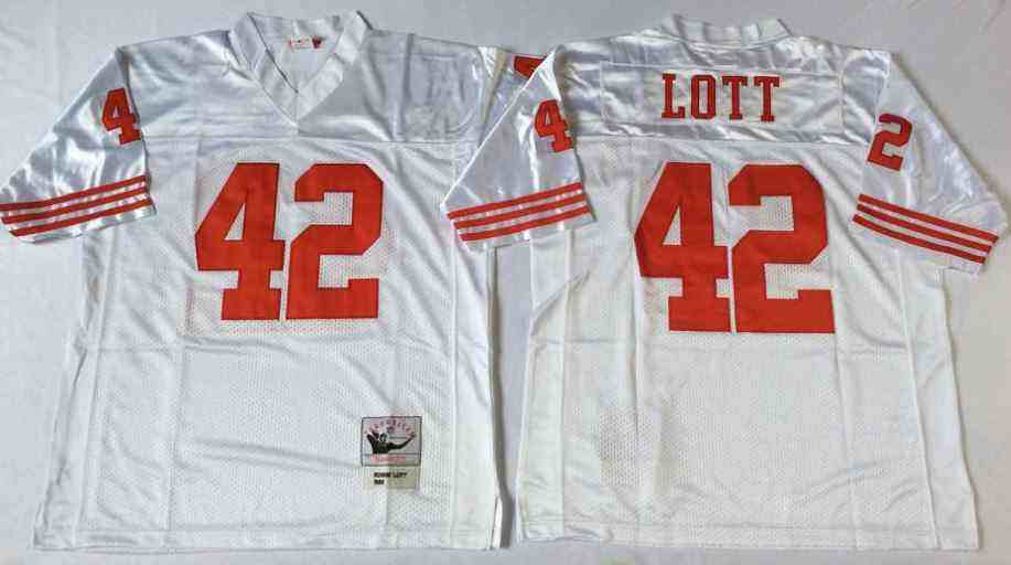 San Francisco 49ers 42 Ronnie Lott White Throwback Jersey