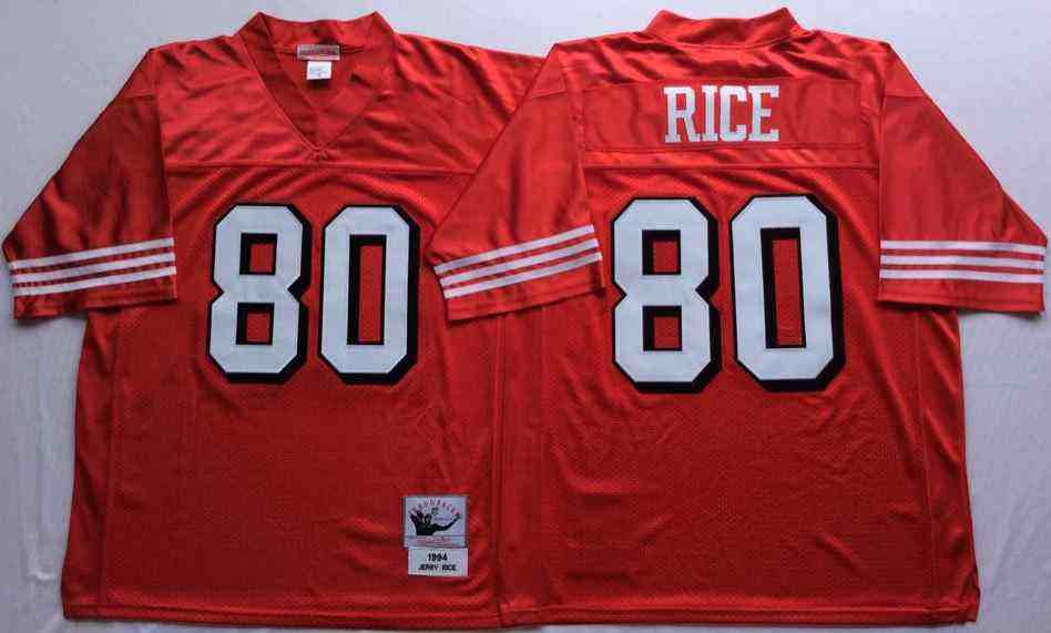 San Francisco 49ers 80 Jerry Rice 1994 Throwback Red Jersey