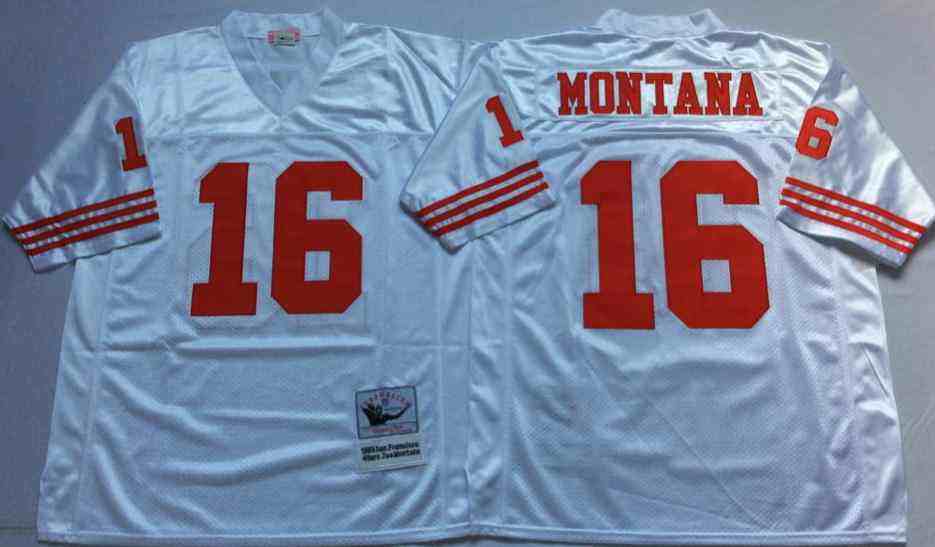 San Francisco 49ers 16 Joe Montana Throwback White Jersey