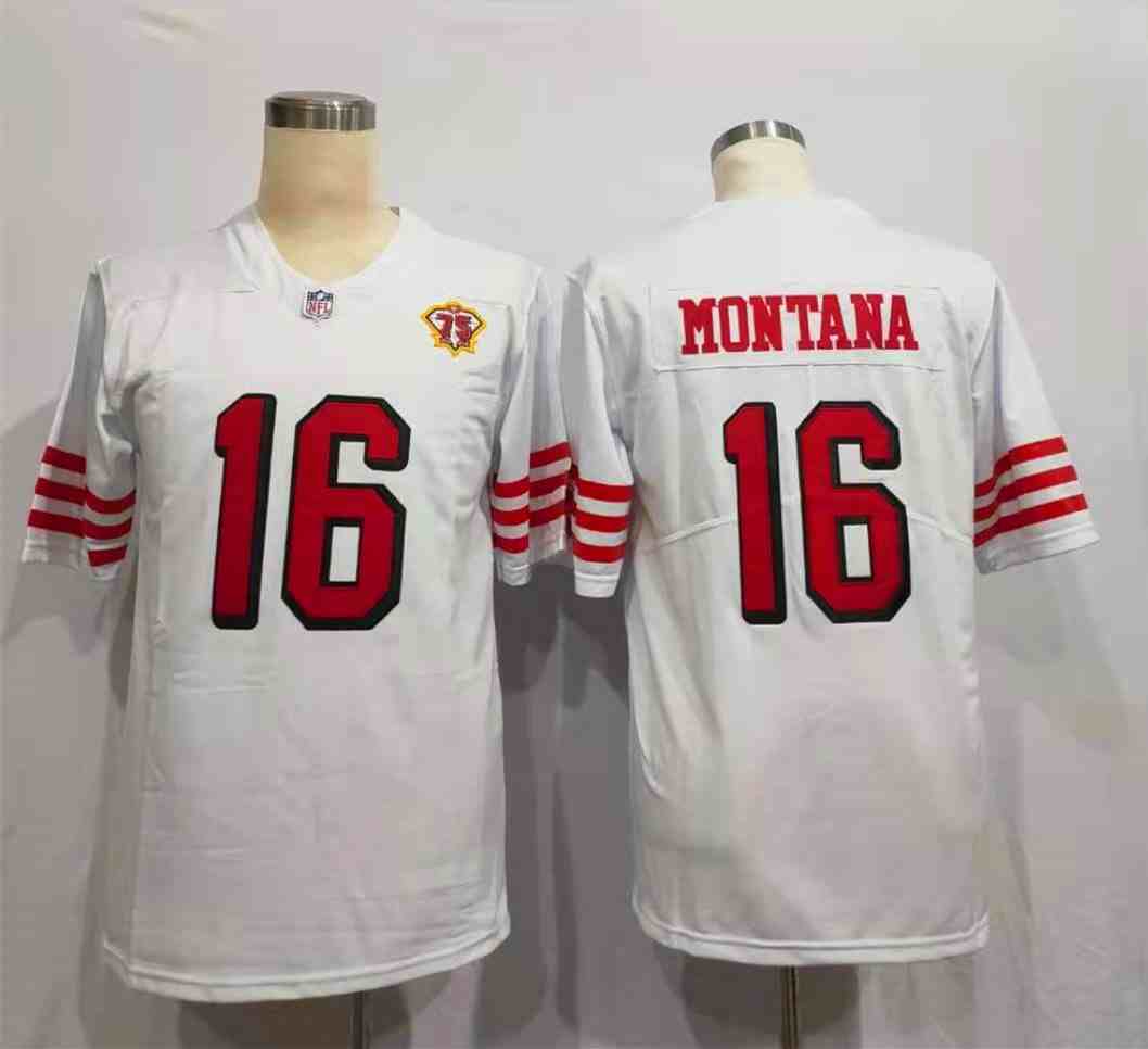 Nike 49ers 16 Joe Montana White 75th Anniversary Vapor Untouchable Limited Jersey