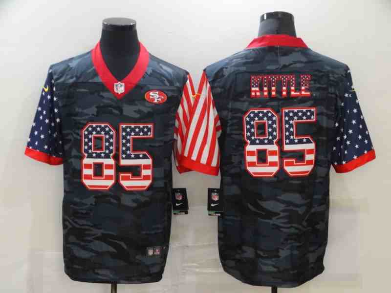 Men San Francisco 49ers 85 Kittle 2020 Nike USA Camo Salute to Service Limited NFL Jerseys