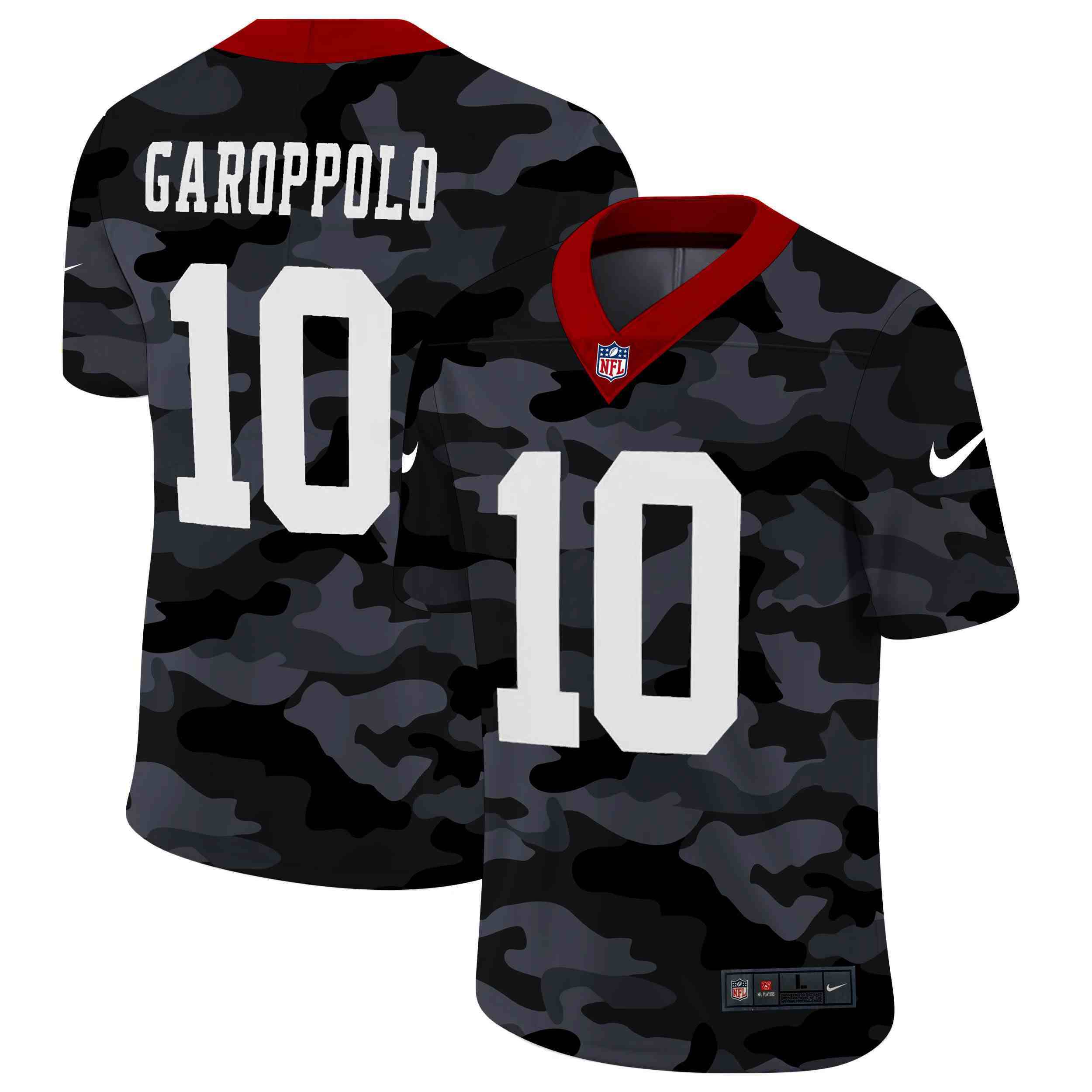 Men San Francisco 49ers 10 Garoppolo 2020 Nike Camo Salute to Service Limited NFL Jerseys