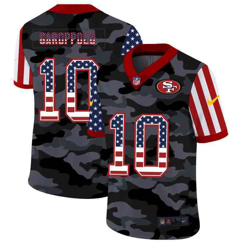 Men San Francisco 49ers 10 Garoppolo 2020 Nike USA Camo Salute to Service Limited NFL Jerseys
