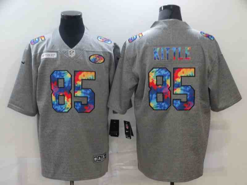 Nike 49ers 85 George Kittle Gray Vapor Untouchable Rainbow Limited Jersey