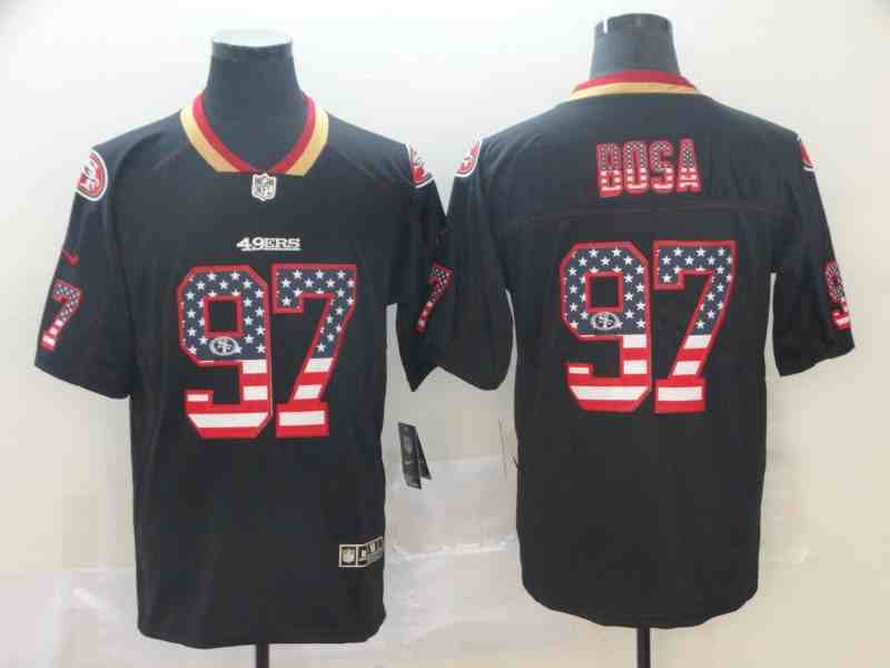 Nike 49ers 97 Nick Bosa Black USA Flag Fashion Limited Jersey