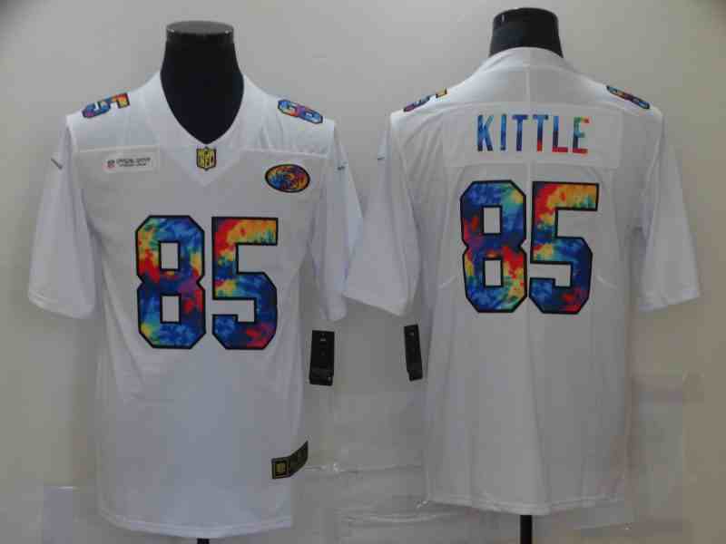 Nike 49ers 85 George Kittle white Vapor Untouchable Rainbow Limited Jersey