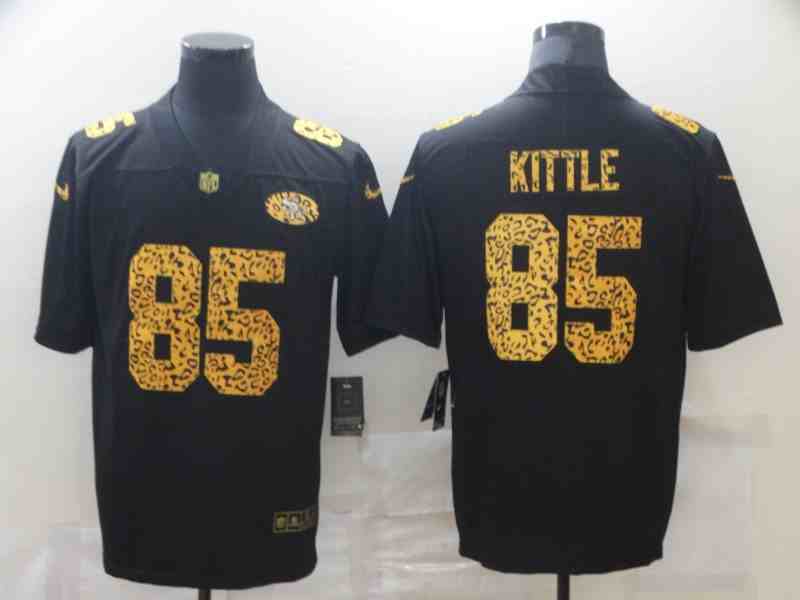 Men's San Francisco 49ers 85 George Kittle 2020 Black Leopard Print Fashion Limited Stitched Jersey