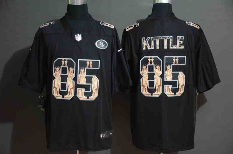 Nike 49ers 85 George Kittle Black Statue of Liberty Limited Jersey