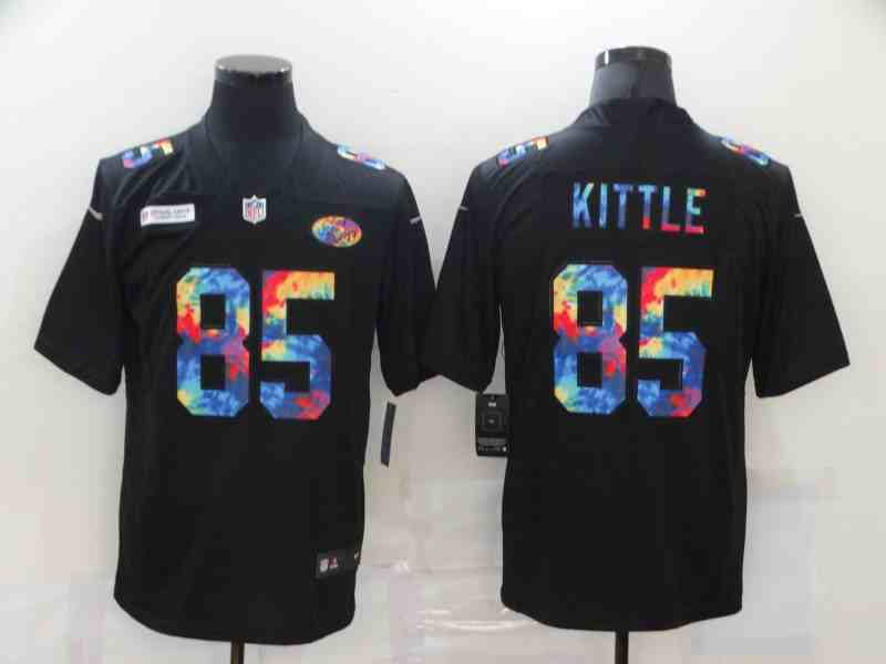 Nike 49ers 85 George Kittle Black Vapor Untouchable Rainbow Limited Jersey