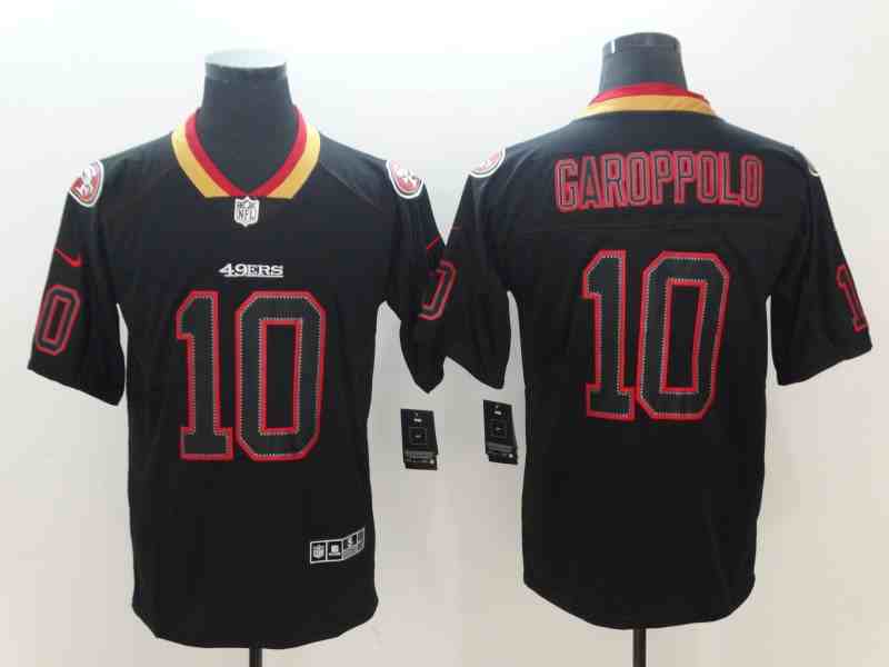 Men's San Francisco 49ers 10 Jimmy Garoppolo NFL 2018 Lights Out Black Color Rush Limited Jersey