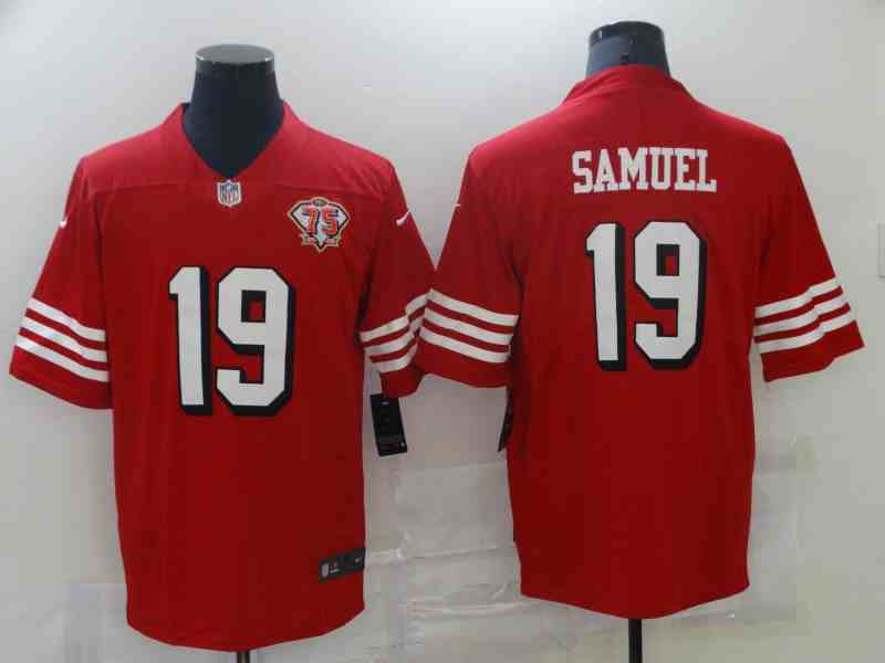 Nike 49ers 19 Deebo Samuel Red 75th Anniversary Color Rush Vapor Untouchable Limited Jersey