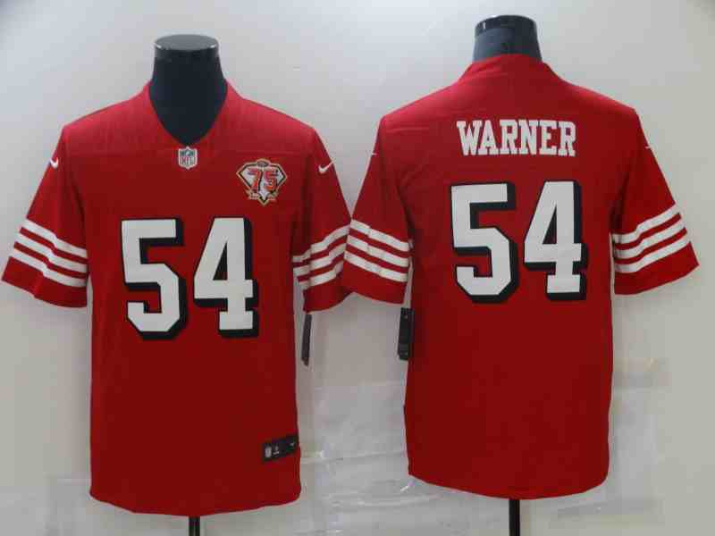 Men San Francisco 49ers 54 Warner Red 75th Nike Vapor Untouchable Limited 2021 NFL Jersey