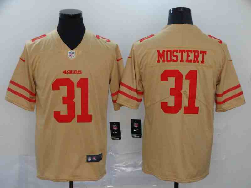 Nike 49ers 31 Raheem Mostert Cream Inverted Legend Limited Jersey