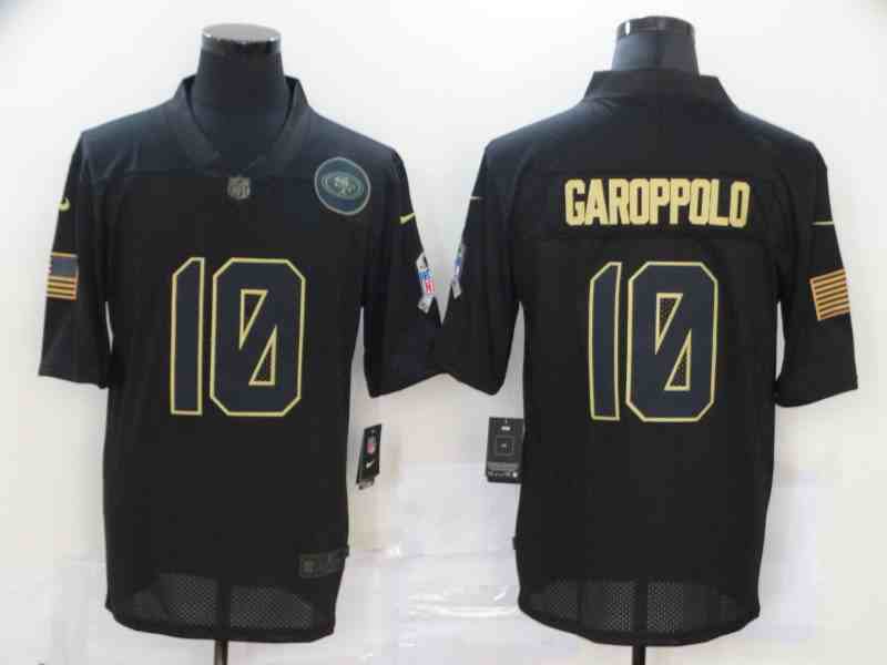 Nike 49ers 10 Jimmy Garoppolo Black 2020 Salute To Service Limited Jersey