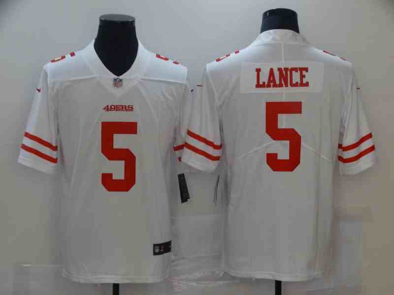 Nike 49ers 5 Trey Lance White 2021 Draft Vapor Limited Jersey