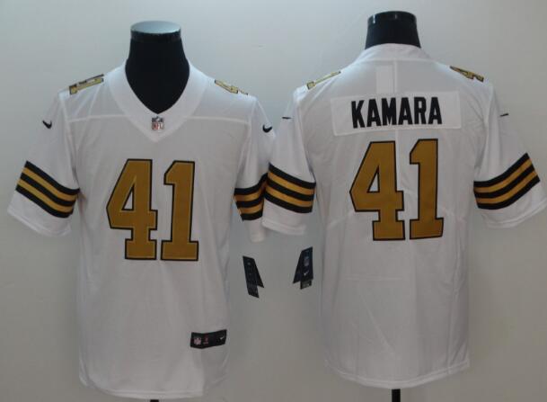 Nike Saints 41 Alvin Kamara White Men's Stitched NFL Limited Rush Jersey