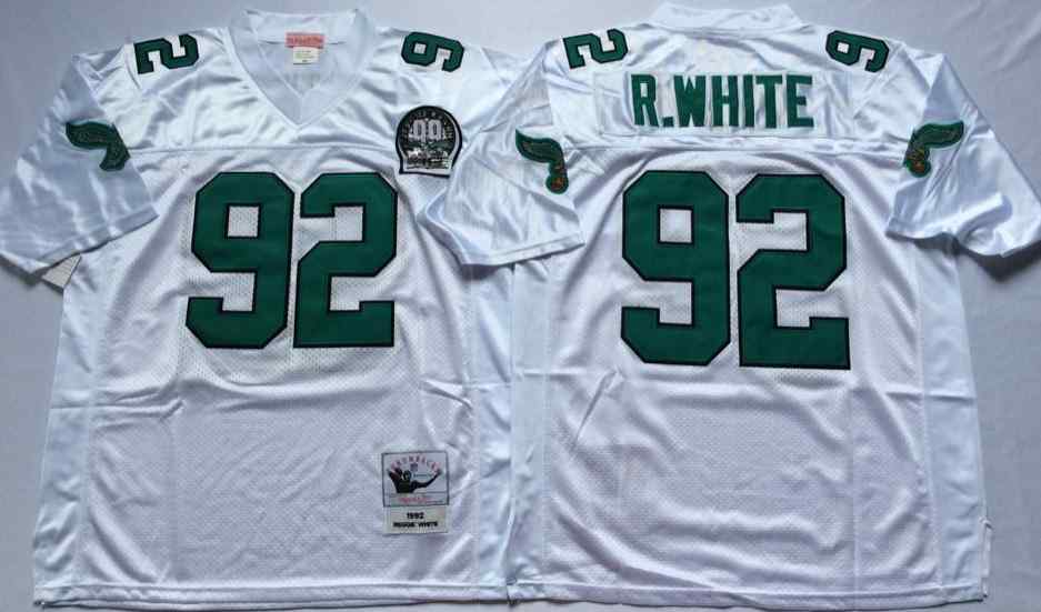 Philadelphia Eagles 92 Reggie White 1992 Throwback White Jersey