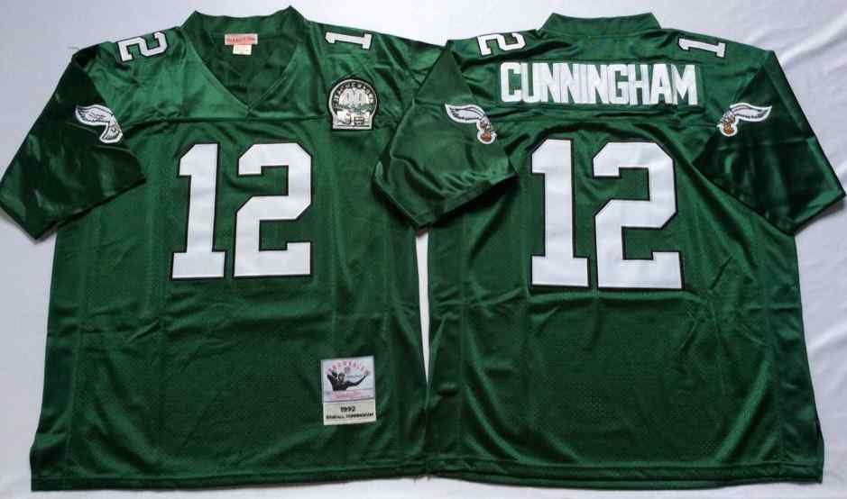 Philadelphia Eagles 12 Randall Cunningham 1992 Throwback Green Jersey