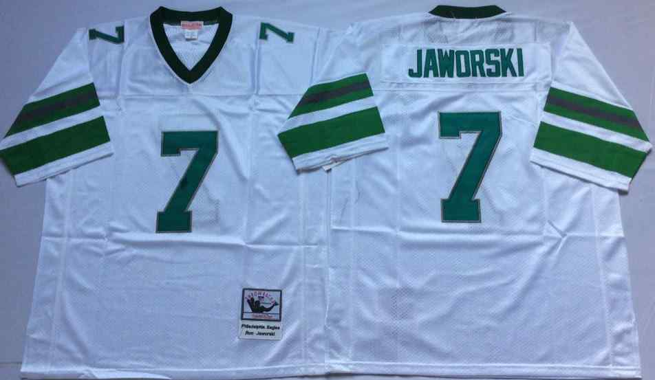 Philadelphia Eagles 7 Ron Jaworski 1980 Throwback White Jersey