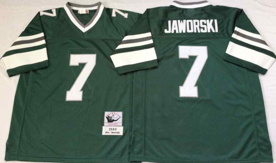 Philadelphia Eagles 7 Ron Jaworski 1980 Throwback Green Jersey
