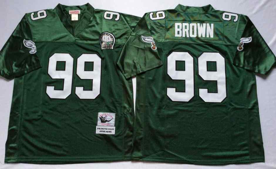 Philadelphia Eagles 99 Jerome Brown 1992 Throwback Green Jersey
