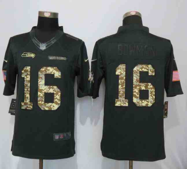 Nike Seahawks 16 Tyler Lockett Anthracite Salute to Service Limited Jersey