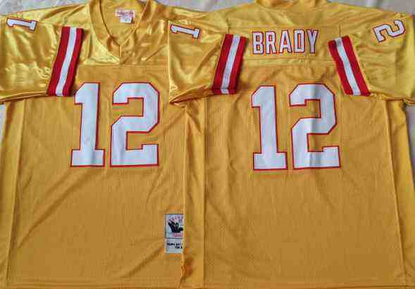 Tampa Bay Buccaneers 12 Tom Brady Throwback Orange Jersey