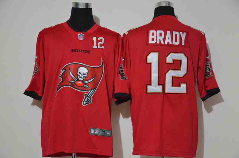 Nike Buccaneers 12 Tom Brady Red Team Big Logo Number Vapor Untouchable Limited Jersey