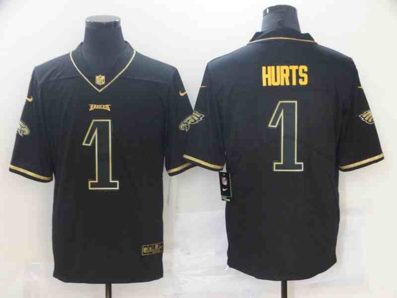 Nike Eagles 1 Jalen Hurts Black Gold Vapor Untouchable Limited Jersey