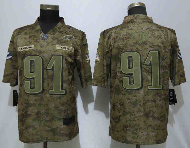 New Nike Philadelphia Eagles 91 Cox Nike Camo Salute to Service Limited Jersey