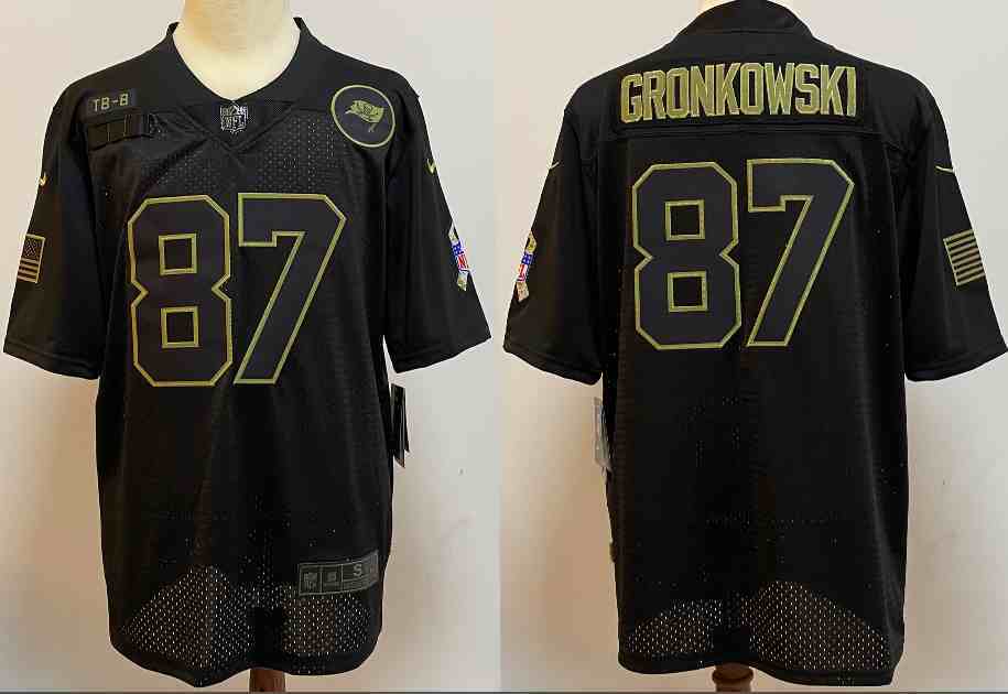 Nike Buccaneers 87 Rob Gronkowski Black 2020 Salute To Service Limited Jersey