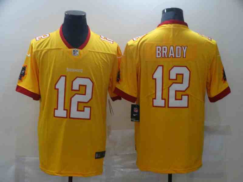 Nike Buccaneers 12 Tom Brady Yellow New 2021 Vapor Untouchable Limited Jersey