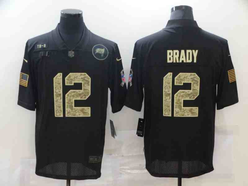 Nike Buccaneers 12 Tom Brady Black Camo 2020 Salute To Service Limited Jersey