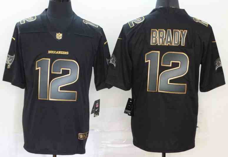 Nike Buccaneers 12 Tom Brady Black Gold Vapor Untouchable Limited Jersey