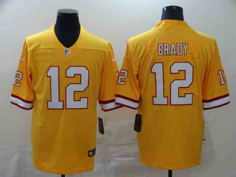 Nike Buccaneers 12 Tom Brady Yellow Vapor Untouchable Limited Jersey