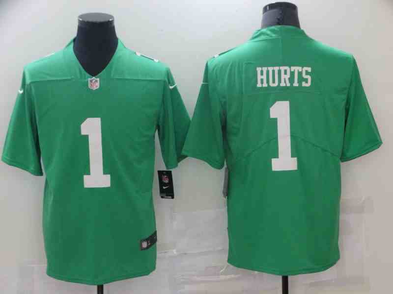 Nike Eagles 1 Jalen Hurts Green Throwback Vapor Untouchable Player Limited Jersey