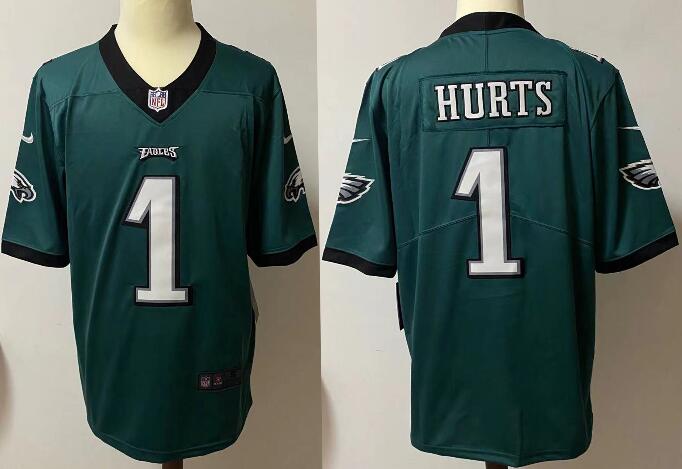 Men Philadelphia Eagles 1 Jalen Hurts Green Vapor Untouchable Limited Stitched Jersey