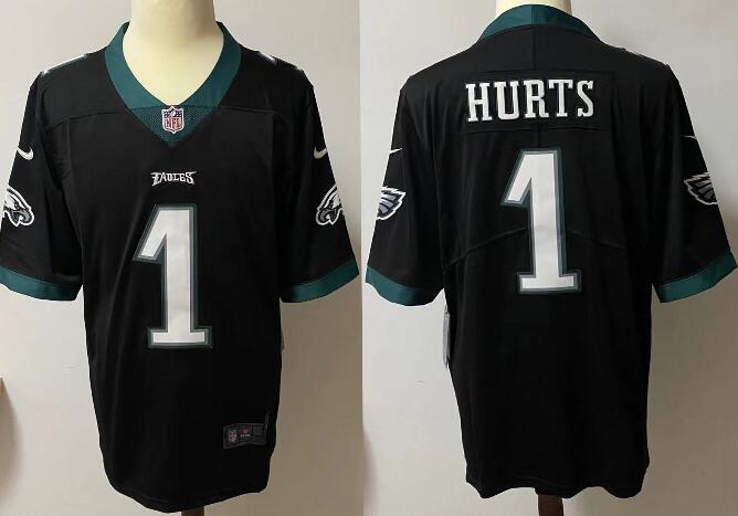 Men Philadelphia Eagles 1 Jalen Hurts Black Vapor Untouchable Limited Stitched Jersey