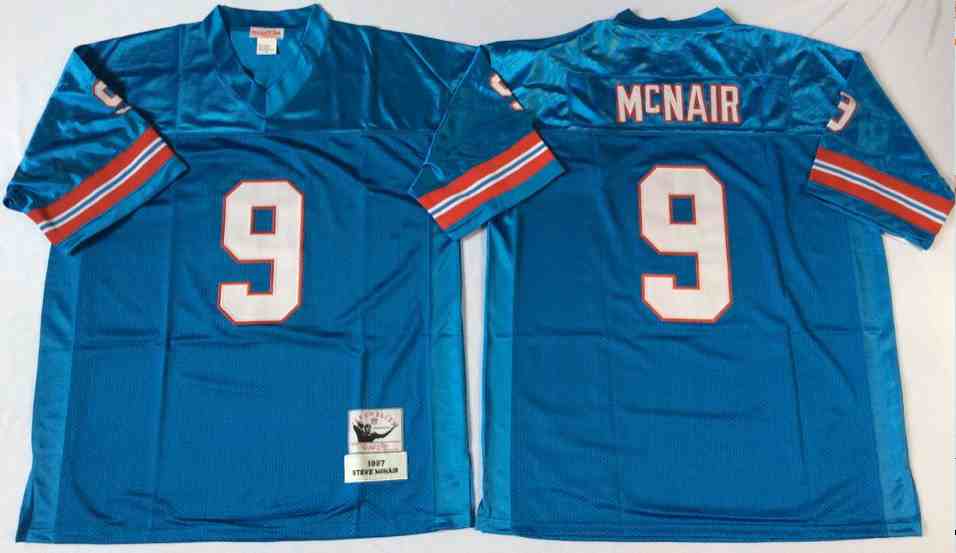 Houston Oilers 9 McNAIR Blue Throwback Jerseys