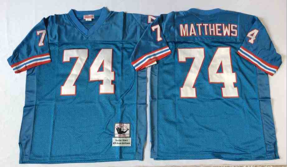 Houston Oilers 74 Matthews Blue Throwback Jerseys