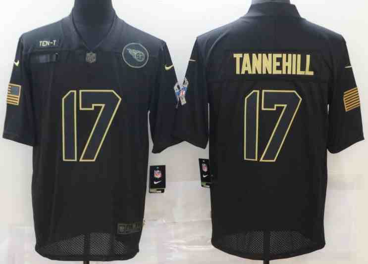 Nike Titans 17 Ryan Tannehill Black 2020 Salute To Service Limited Jersey