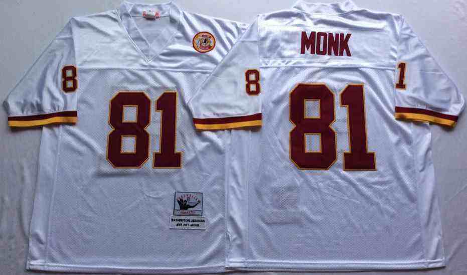 Washington Redskins 81 Art Monk Throwback White Jersey