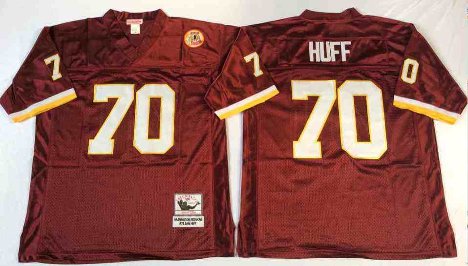 Washington Redskins 70 Sam Huff Throwback Burgundy Jersey