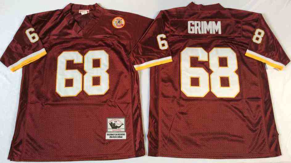 Washington Redskins 68 Russ Grimm Throwback Burgundy Jersey