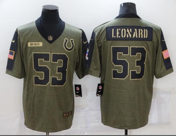 Men's Indianapolis Colts 53 Darius Leonard Nike Olive 2021 Salute To Service Limited Player Jersey