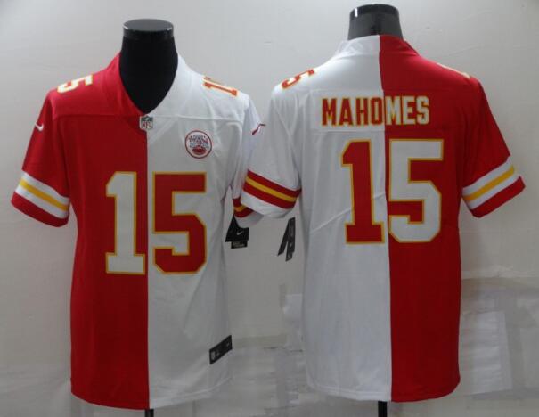 Nike Chiefs 15 Patrick Mahomes Red White Split Vapor Untouchable Limited Jersey