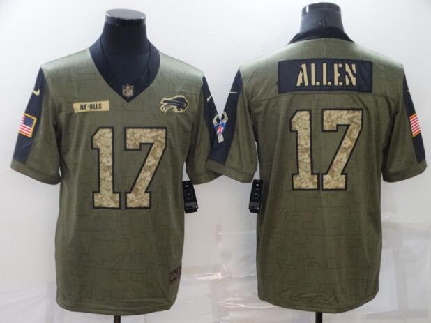 Men's Buffalo Bills 17 Josh Allen Nike Olive Camo 2021 Salute To Service Limited Player Jersey