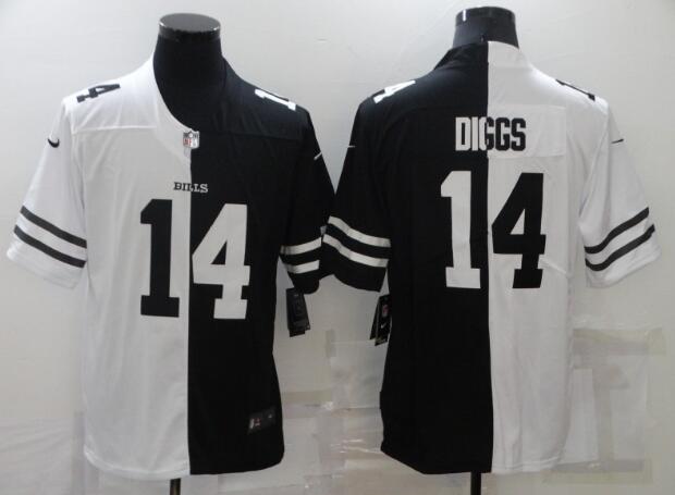 Men's Buffalo Bills 14 Stefon Diggs Black White Split Vapor Untouchable Limited Stitched Jersey