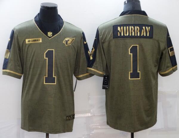 Men's Arizona Cardinals 1 Kyler Murray Nike Olive Gold 2021 Salute To Service Limited Player Jersey