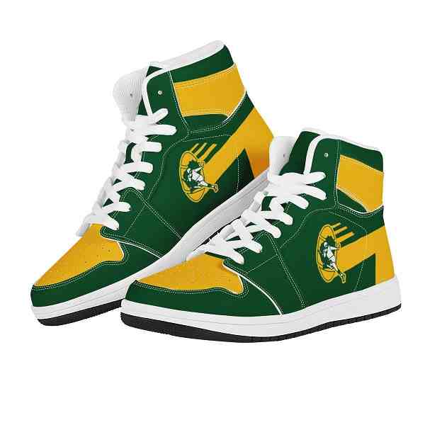 NFL Customized  shoes Green Bay Packers High Top Leather AJ1 Sneakers 001